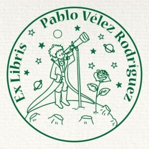 Ex Libris Principito amb telescopi i globus