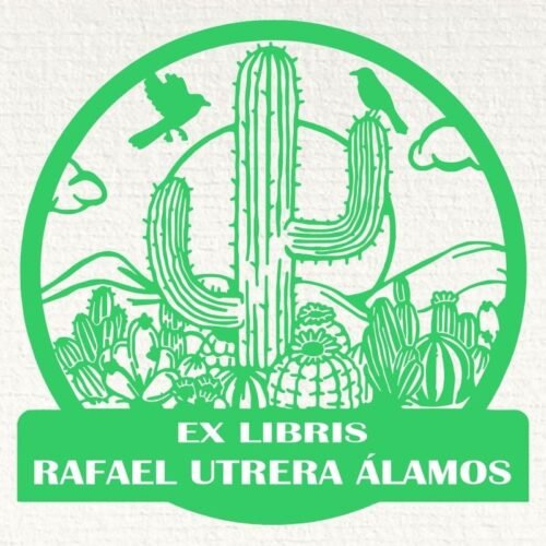 Sello ex ibris jardí de cactus