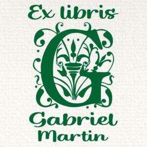 Sello ex libris inicial g con nombre personalizado